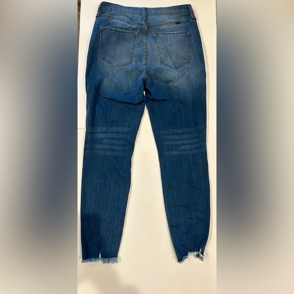 Kancan Buttonfly Skinny Jeans Medium Wash Distressed Hem 11/29 - Picture 6 of 9